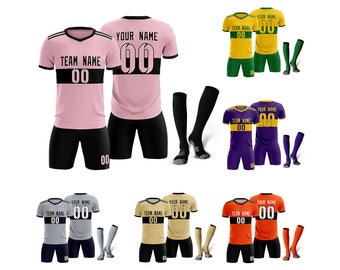 Kundenspezifisches Fußball-Jersey gedrucktes personalisiertes Fußball-Hemd Shorts freie Socken mit Team-Namensnummer