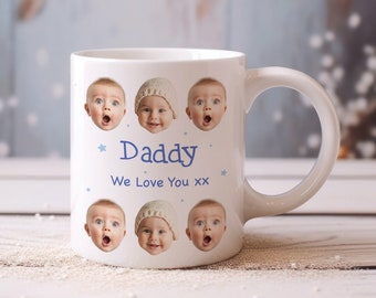 Taza personalizada con patrón de cara de bebé, taza con foto para niños pequeños, te amo, papá, mamá, regalo personalizado para mamá, papá, madre, regalo del Día del Padre