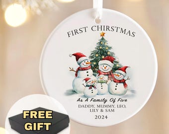 Ornement de nom de famille personnalisé pour une famille de 3/4/5/6 1er Noël Décoration de Noël en famille Cadeau pour les nouveaux parents Souvenir de Noël en famille