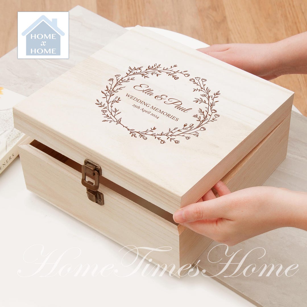 Personalised Large Engraved Wedding Wooden Memory Box Gift for Newly ...