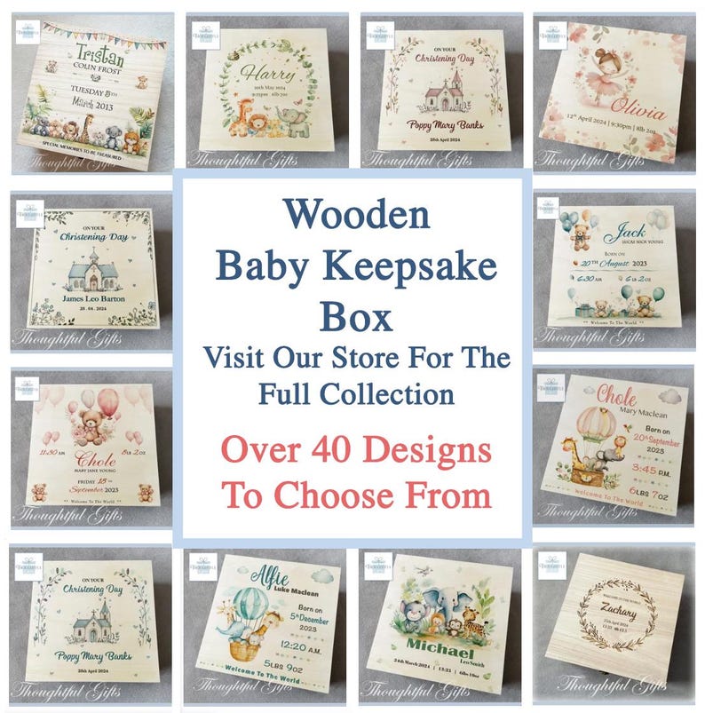 Large Safari Animal Personalised Baby Girls Pink Wooden Keepsake Box ...