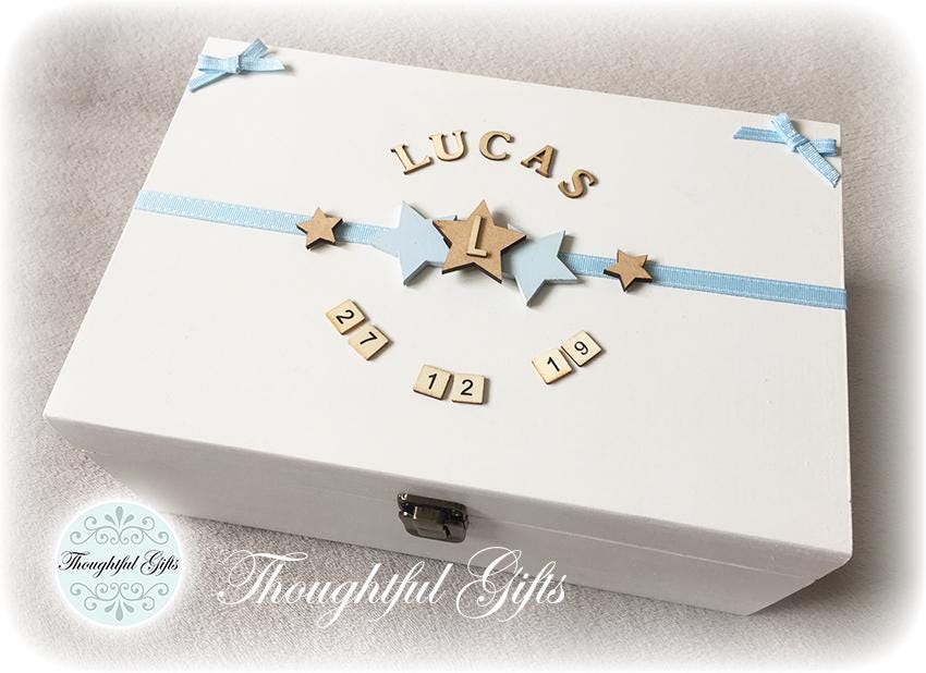Personalised Baby Boys Girls Twin Pine Wooden Keepsake Box New Parents ...