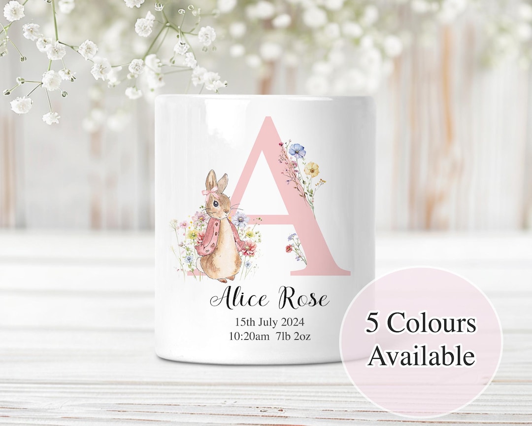 Personalised Baby Initial Keepsake Money Box Flopsy & Peter Rabbit