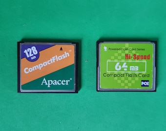 Two CF CompactFlash card for old cameras 128mb 64mb