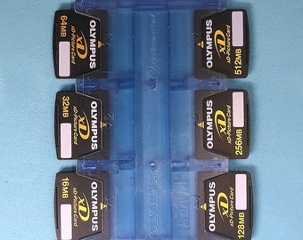 Original olympus XD picture card SET! Only standard xd memory cards 16mb 32mb 64mb 128mb 256mb 512mb in holder