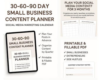30-60-90 Day Content Planner Small Business Social Media (PDF)