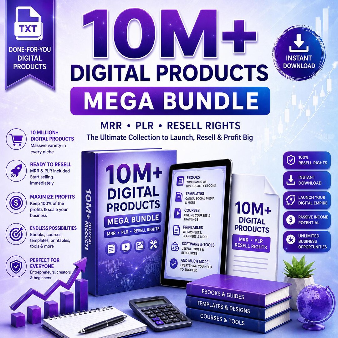 10M+ Digital Products Mega Bundle: MRR + PLR Canva Templates (digital ...