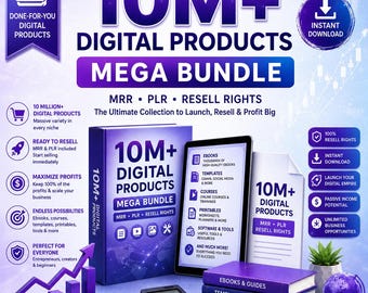 Megapack de más de 10 millones de productos digitales: Plantillas de Canva con derechos de reventa (MRR) y derechos de reventa (PLR) (Descarga digital)