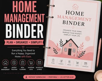 Printable Home Management Binder: Budget, Cleaning, Chores (PDF Set)