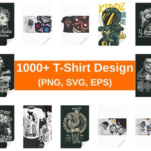 1000+ T-Shirt Designs Bundle, Artistic T-Shirt Designs, Colorful Tshirt PNG, Modern T-Shirt for Men Woman Kids, Digital Download