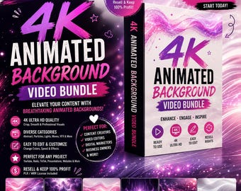 4K Animated Background Video Bundle: Seamless Motion Loops (PLR/MRR)