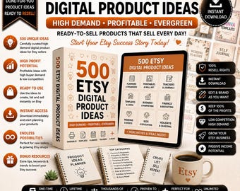 Más de 500 ideas de productos digitales para Etsy: listas para usar en Canva. Nichos de alta demanda (descarga en PDF).
