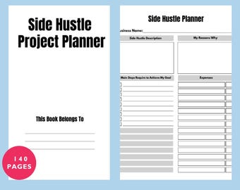 Side Hustle Project Planner PDF: Printable Business Organizer & Goal Tracker