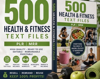 500+ Health & Fitness Text Files, PLR MRR eBook Collection, Workout, Nutrition, Diet  Wellness Digital Download Library