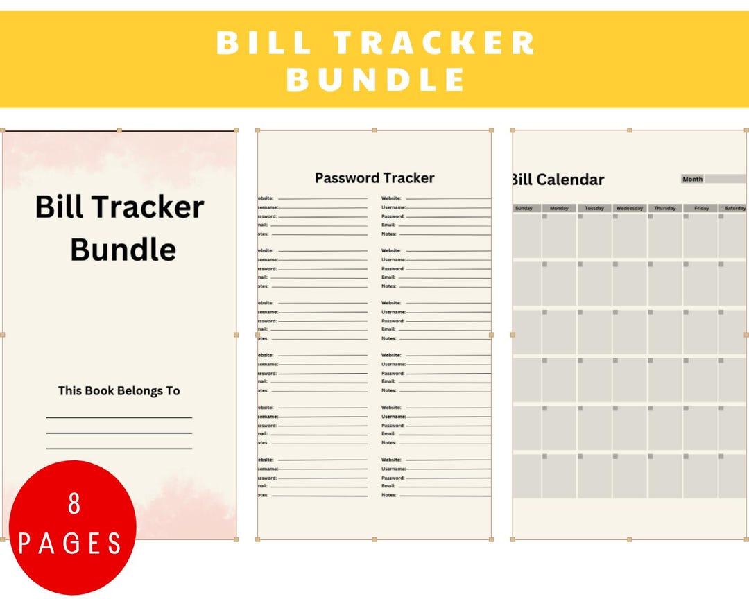 Bill Tracker Bundle PDF – Printable Monthly Budget Planner, Bill ...