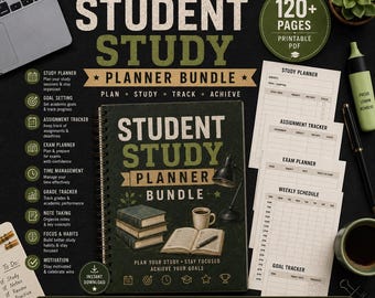 Ensemble de planification des études pour étudiants : Suivi académique, Préparation aux examens (PDF imprimable)
