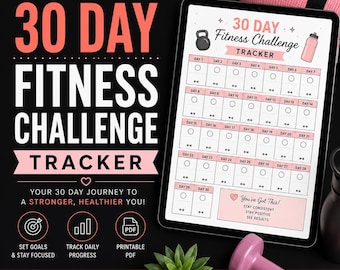 30-Day Fitness Challenge Tracker: Printable Workout Planner (PDF)