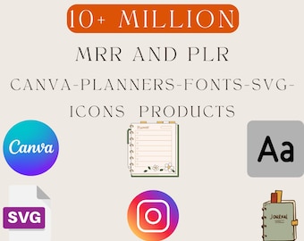 10 M+ digitale producten megabundel: MRR + PLR canva-sjablonen (digitale download)