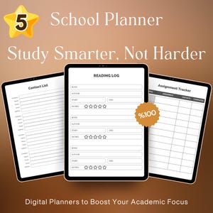 Student Planner 2025 for iPad – Digital Academic College Study Organizer | GoodNotes Templates for Assignments, Reading and Notes Tracker