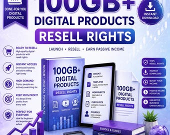 Paquete de productos digitales con derechos de reventa de más de 100 GB: MRR y PLR