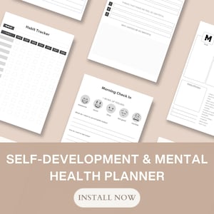 Personal Growth Planner Template, Personal Development Journal PDF – Mood Tracker, Habit Tracker Templates for Mindfulness & Wellness