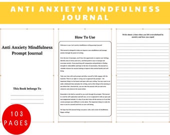 Mindfulness Journal Prompts: Anxiety & Self-Care (Printable PDF Download)