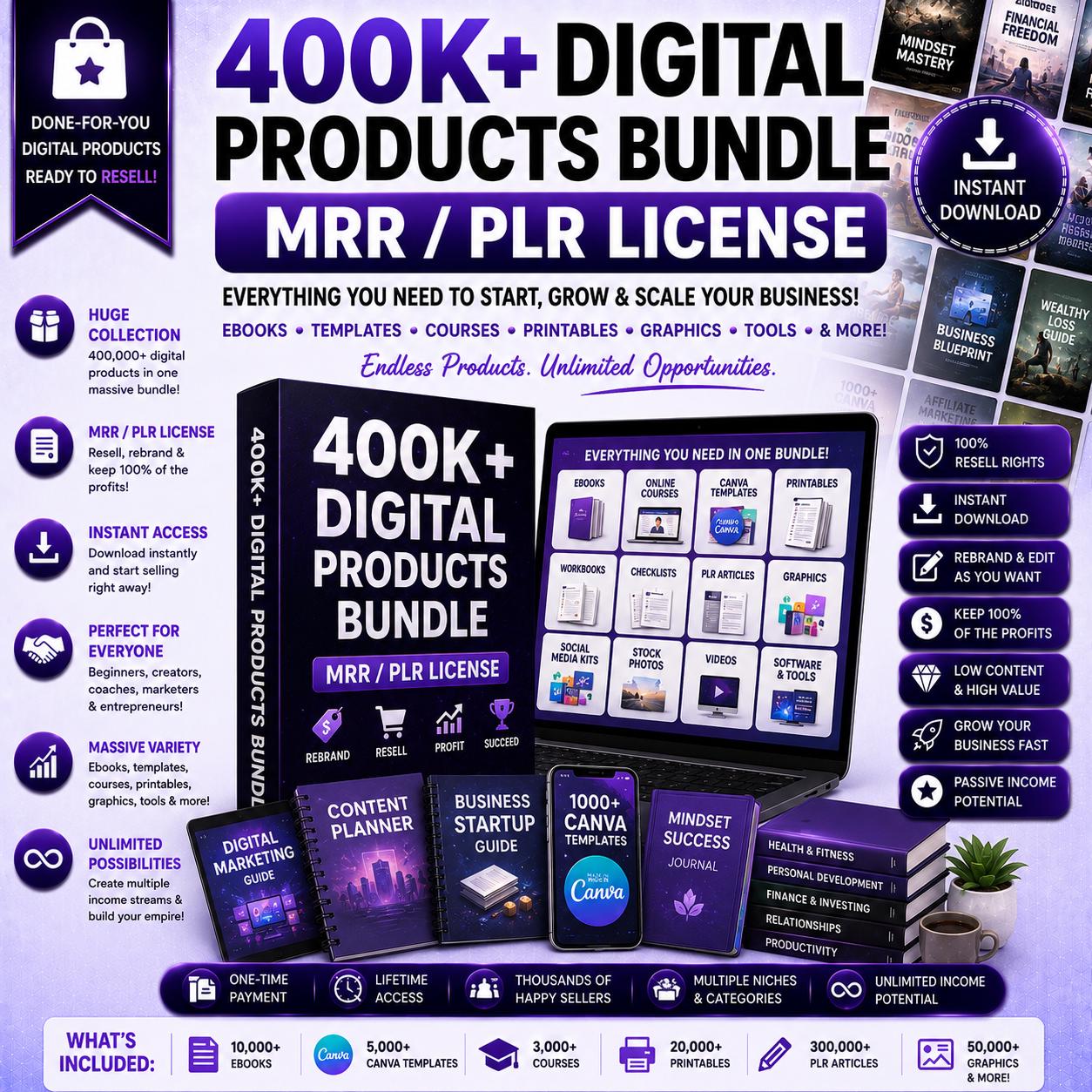 400K Digital Products Bundle: MRR & PLR Resell Rights (instant Download ...