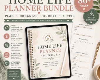 Digitaler Haushaltsplaner-Bundle: Budget-, Mahlzeiten- und Fitness-Tracker (druckbare PDF-Datei)
