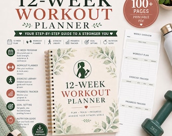 12-Week Workout Planner: Printable Fitness & Meal Tracker (PDF Download)