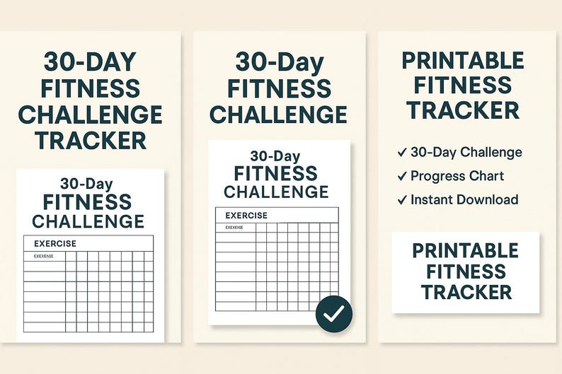 30-day Fitness Challenge Tracker: Printable Workout Planner (PDF) - Etsy