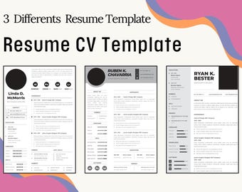 3 Editable Modern CV2 Template For Microsoft Word Professional Resume Download Save to PDF Format