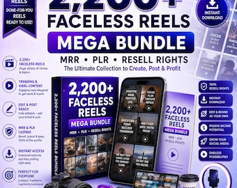 2200+ Faceless Reels Bundle: MRR/PLR Digital Marketing (Canva Templates, Instant Download