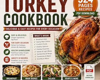 524 Turkey Recipes Cookbook: Ground Meals, Breast, Healthy Family Dinner (PDF Download)