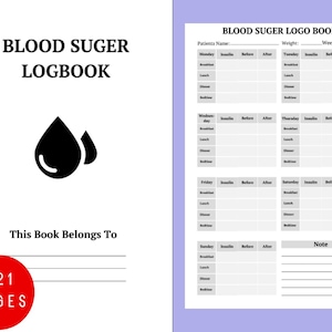 Blood Sugar Logbook PDF – 121 Page Printable Diabetes Tracker | Glucose & Insulin Monitoring Log for Daily Health Management