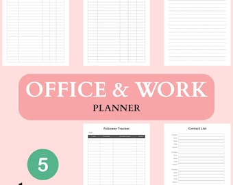 Work & Office Planner Bundle – Business Organizer Templates for Freelancers, Remote Workers | Work Schedule, Note, Follower Tracker PDF