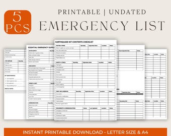 Emergency Preparedness Checklist Bundle: 5 Printable Pdfs (PLR MRR ...