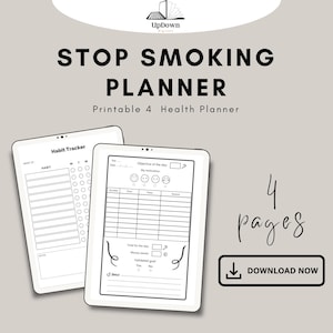Paquete de seguimiento de salud y bienestar: registro de azúcar en sangre, seguimiento de hábitos, diario para dejar de fumar, hoja de registro diario/conjunto imprimible en PDF