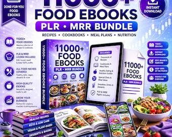 11000+ Food Ebooks PLR MRR Bundle: Recipe & Nutrition (Digital Download)