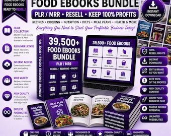 39500+ Pages Food Ebooks PLR MRR Bundle: Recipe & Nutrition (Digital Download)-Each pages as JPG format