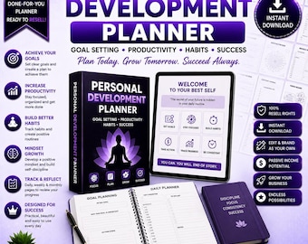 Personal Development Planner: Goal Setting & Daily Routine (Printable PDF)