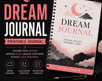 Dream Journal Printable: 130-Page Lucid Dream Logbook (Digital Download A4 PDF)