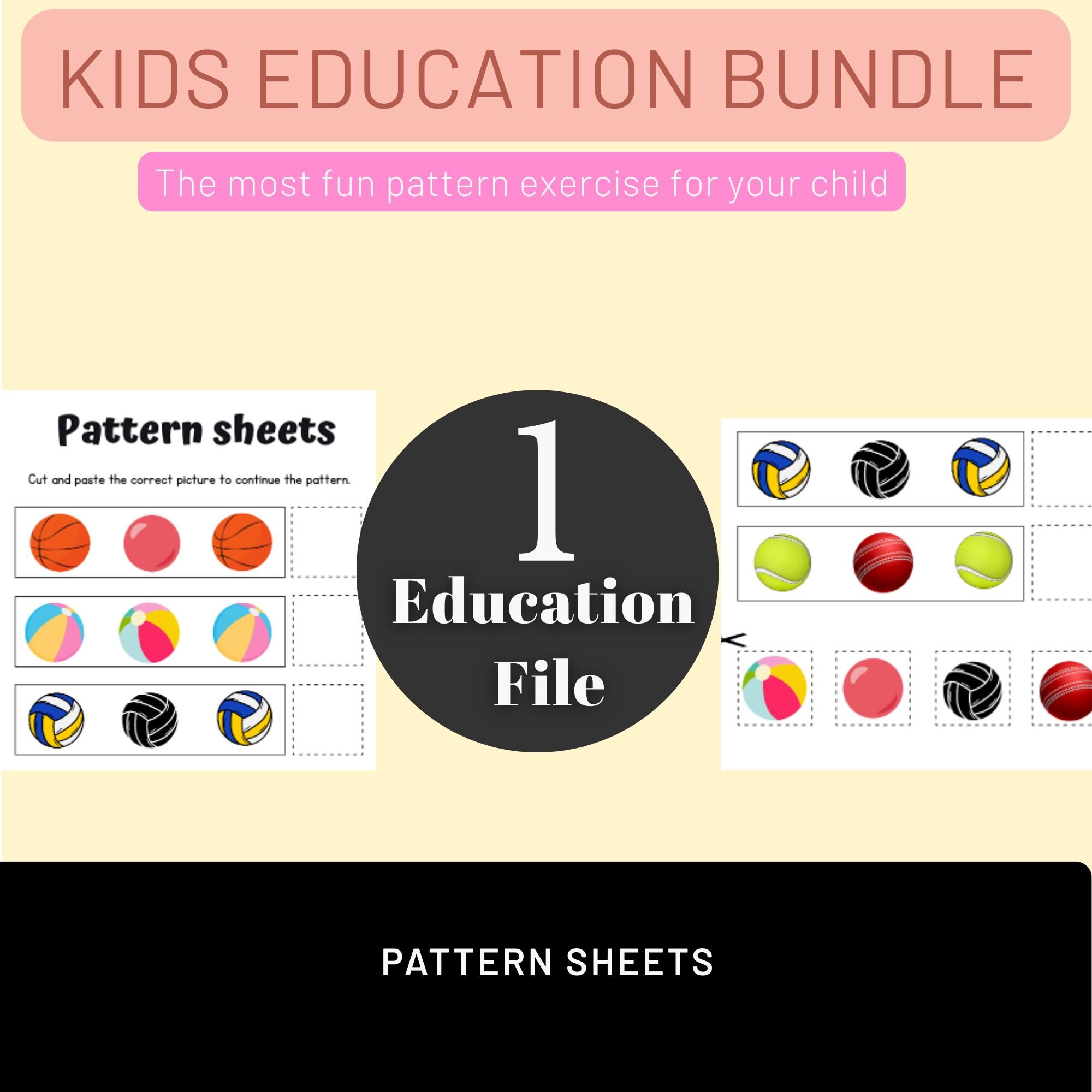 Pattern Paper Activity Pattern Activity for Kids, Printable Pattern Sheets, Cut and Paste Game ...