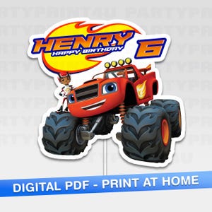 Adorno para tarta de Blaze personalizado para decoración de fiestas de cumpleaños para niños, adolescentes y adultos. DESCARGA DIGITAL EN PDF