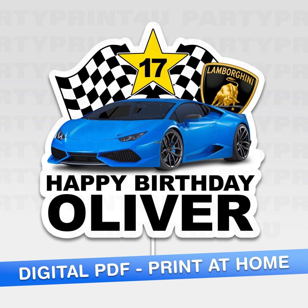 Personalised Custom Sports Car Racing Lambo Lamborghini Cake Topper for ...