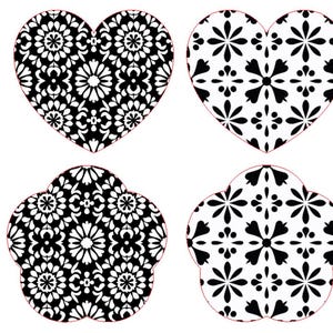 Talavera Print, Heart and Flower Shapes SVG File