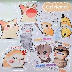 Cute TikTok Cat Meme Stickers || Kawaii Funny Tik Tok Sticker for Planners, Laptop decals, Gift and more!