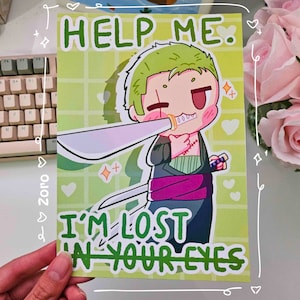 Uroczy wydruk artystyczny One Piece Zoro || Około A5 || Plakat/pocztówka ścienna z motywem anime || Roronoa Zoro