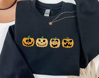 Halloween Sweatshirt, Halloween Sweater,2024 Happy Halloween, Pumpkin Face Sweatshirt, Halloween Party Shirt, Halloween gifts.