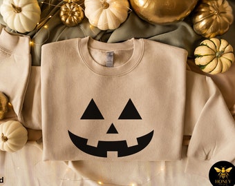 Halloween Sweatshirt, Halloween Sweater,2024 Happy Halloween, Pumpkin Face Sweatshirt, Halloween Party Shirt, Halloween Costume