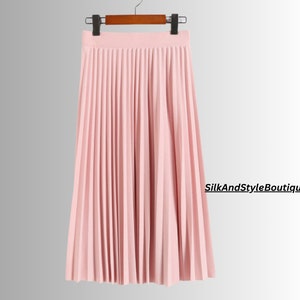 Women High Waist  Elastic Skirt -  Long Linen Maxi skirt - Pleated Linen Maxi Skirt - Gift For Him